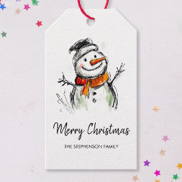 Cute Snowman Hand Drawn Sketch Merry Christmas Geschenkanhänger