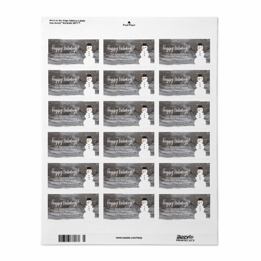 Cute Snowman Happy Holidays Adressaufkleber (Vorne)