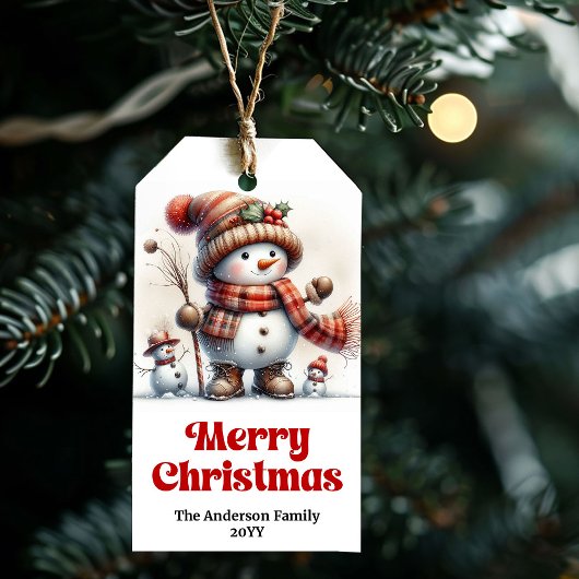 Cute Snowman Kids Gift Tag Personalized Christmas  Geschenkanhänger