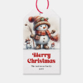 Cute Snowman Kids Gift Tag Personalized Christmas Geschenkanhänger (Vorderseite)