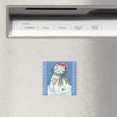 CUTE SNOWMAN KITTEN, SNOWFLAKES CAT AND MOUSE MAGNET (In Situ (Geschirrspüler))