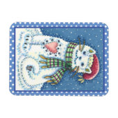 CUTE SNOWMAN KITTEN, SNOWFLAKES CAT AND MOUSE MAGNET (Horizontal)