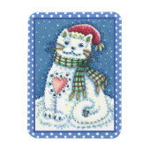 CUTE SNOWMAN KITTEN, SNOWFLAKES CAT AND MOUSE MAGNET (Vertikal)