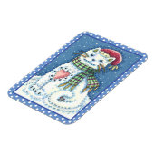CUTE SNOWMAN KITTEN, SNOWFLAKES CAT AND MOUSE MAGNET (Linke Seite)