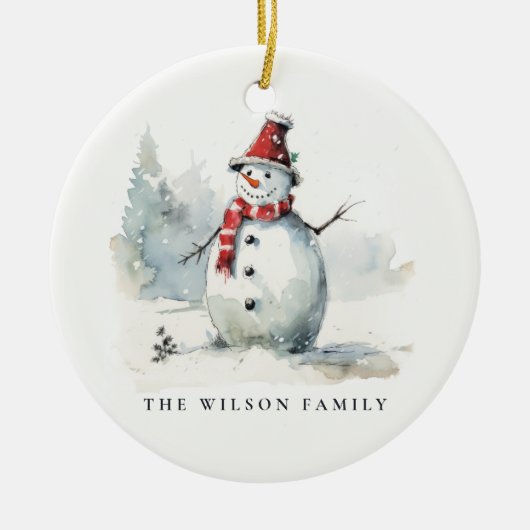 Cute Snowman Let It Snow Christmas 1 Photo Keramik Ornament (Vorne)