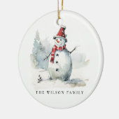 Cute Snowman Let It Snow Christmas 1 Photo Keramik Ornament (Links)
