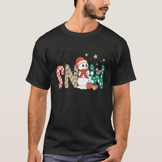 Cute Snowman Let It Snow Christmas Holiday T-Shirt (Vorderseite)