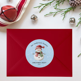 Cute Snowman Merry Christmas Family Party Custom Runder Aufkleber