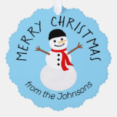 Cute Snowman Merry Christmas Ornament Karte (Vorderseite)
