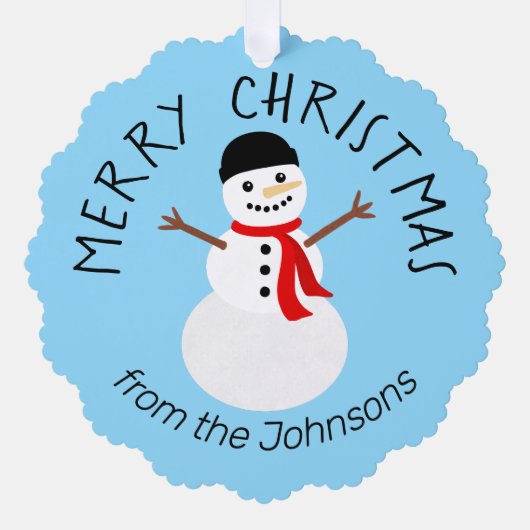 Cute Snowman Merry Christmas Ornament Karte (Vorderseite)