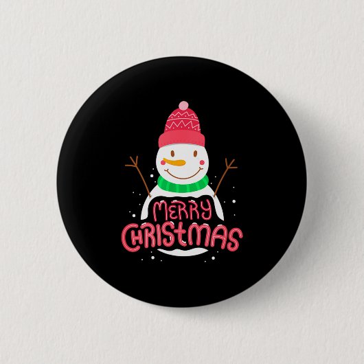 Cute Snowman Merry Xmas Merry Christmas Happy New Button (Vorderseite)