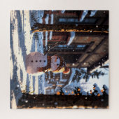 Cute snowman on the street puzzle (Horizontal)