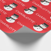 Cute Snowman Personalized Name Christmas Geschenkpapier (Ecke)