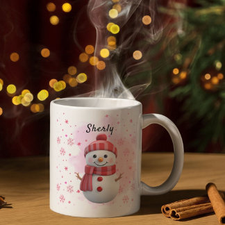 Cute Snowman Personalized Name Christmas Kaffeetasse