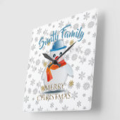 Cute Snowman Quadratische Wanduhr (Winkel)