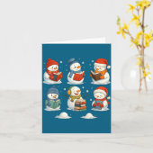 Cute Snowman Reading Books Christmas Winter Book L Karte (Gelbe Blume)