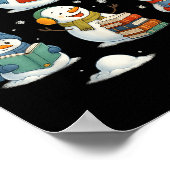 Cute Snowman Reading Books Christmas Winter Book L Poster (Ecke)