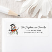 Cute Snowman Sketch Christmas Return Address (Insitu)