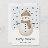 Cute Snowman Snowflakes Drawing Christmas Feiertagskarte (Vorderseite)