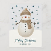Cute Snowman Snowflakes Drawing Christmas Feiertagspostkarte (Vorderseite)