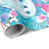 Cute snowman turquoise watercolor pattern geschenkpapier (Rolleneckpunkt)