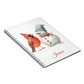 Cute Snowman with Bird Winter Christmas Scene Notizblock (Rechte Seite)