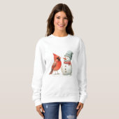 Cute Snowman with Bird Winter Christmas Scene Sweatshirt (Vorne ganz)