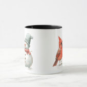 Cute Snowman with Bird Winter Christmas Scene Tasse (Zentrum)