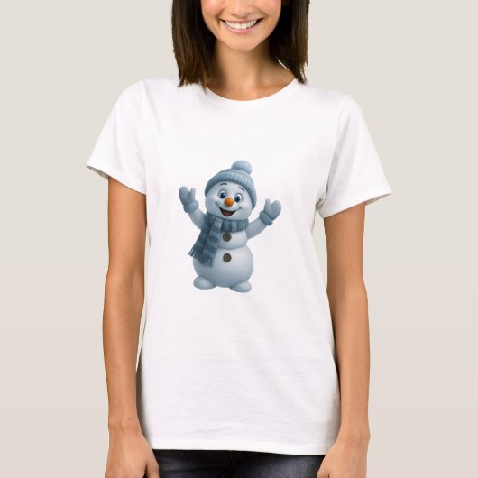 Cute Snowman with Blue Scarf – Adorable Winter Chr T-Shirt (Vorderseite)