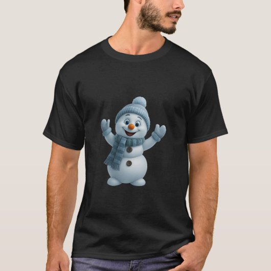 Cute Snowman with Blue Scarf – Adorable Winter Chr T-Shirt (Vorderseite)