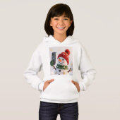 Cute Snowman With Phone Kids Hoodie (Vorne ganz)