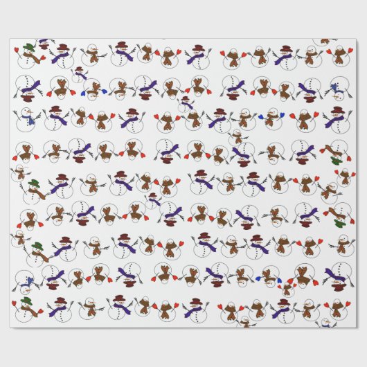 Cute Snowmen Christmas Geschenkpapier (Flach)