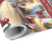 Cute Snowmen Christmas Wrapping Paper with Text Geschenkpapier (Rolleneckpunkt)