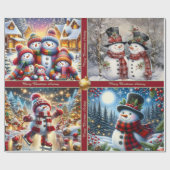 Cute Snowmen Christmas Wrapping Paper with Text Geschenkpapier (Flach)