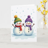 Cute Snowmen Holiday Cheer Card Karte (Gelbe Blume)