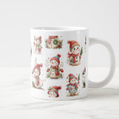 Cute snowmen with Santa hats and holly Jumbo-Tasse (Rechts)