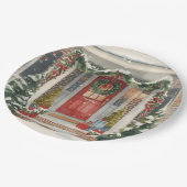 Cute Snowy Christmas Porch Pappteller (Schrägansicht)