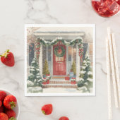 Cute Snowy Christmas Porch Serviette (Beispiel)