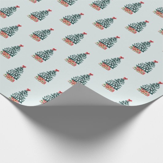 Cute Snowy Christmas Tree Geschenkpapier (Ecke)