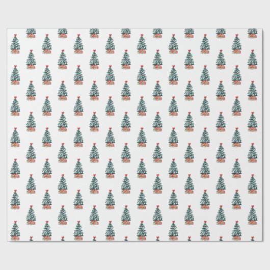 Cute Snowy Christmas Tree Geschenkpapier (Flach)