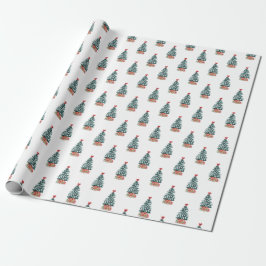 Cute Snowy Christmas Tree Geschenkpapier