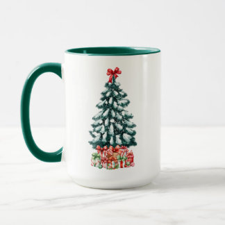 Cute Snowy Christmas Tree Green Tasse