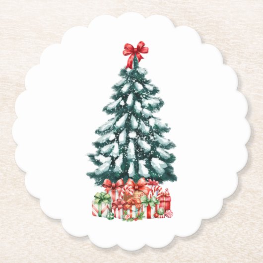 Cute Snowy Christmas Tree Untersetzer (Vorderseite)