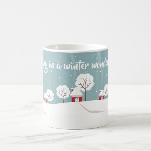 Cute Snowy Houses and Trees Winter Kaffeetasse (Mittel)