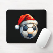 Cute Soccer Ball Christmas Santa Hat Funny Holiday Mousepad (Mit Mouse)