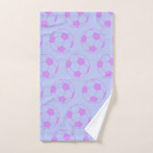 Cute Soccer Ball Pattern in Purple and Blue Badhandtuch Set (Handtuch)