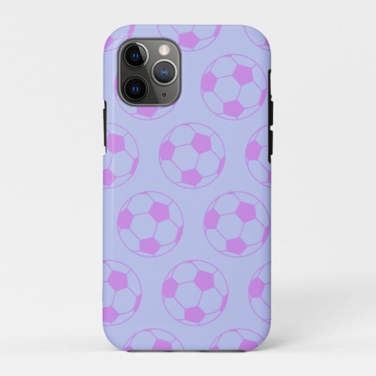 Cute Soccer Ball Pattern in Purple and Blue Case-Mate iPhone Hülle (Rückseite)
