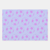 Cute Soccer Ball Pattern in Purple and Blue Geschenkpapier Set (Vorderseite 3)