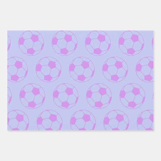 Cute Soccer Ball Pattern in Purple and Blue Geschenkpapier Set (Vorderseite 3)