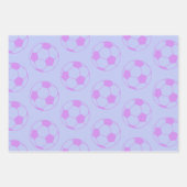 Cute Soccer Ball Pattern in Purple and Blue Geschenkpapier Set (Vorderseite)